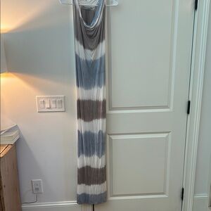 Elegant Blue and Gray Tie-Dye dress
